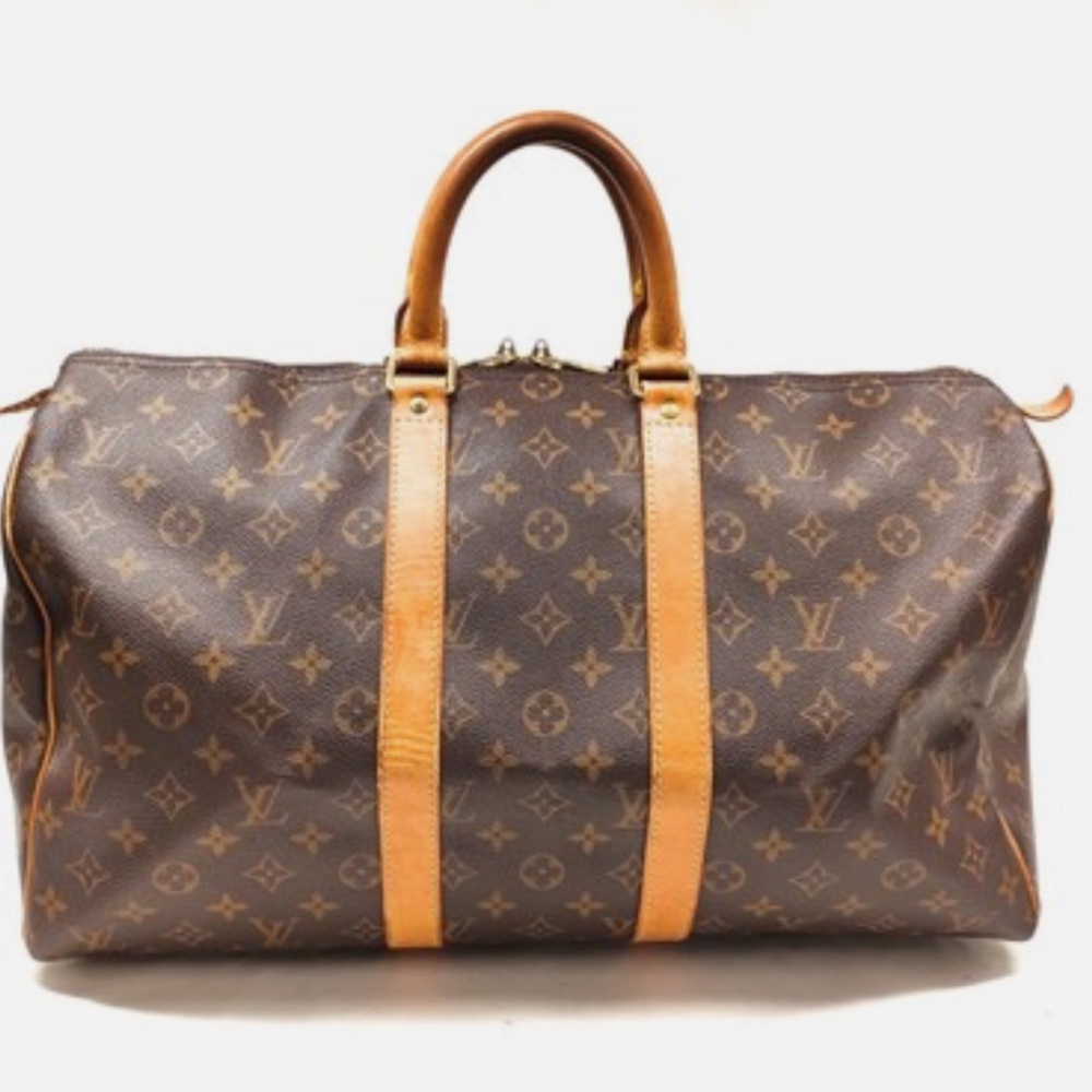 Louis Vuitton Monogram Brown Duffel Bag Travel Keepall 45 Vintage Travel